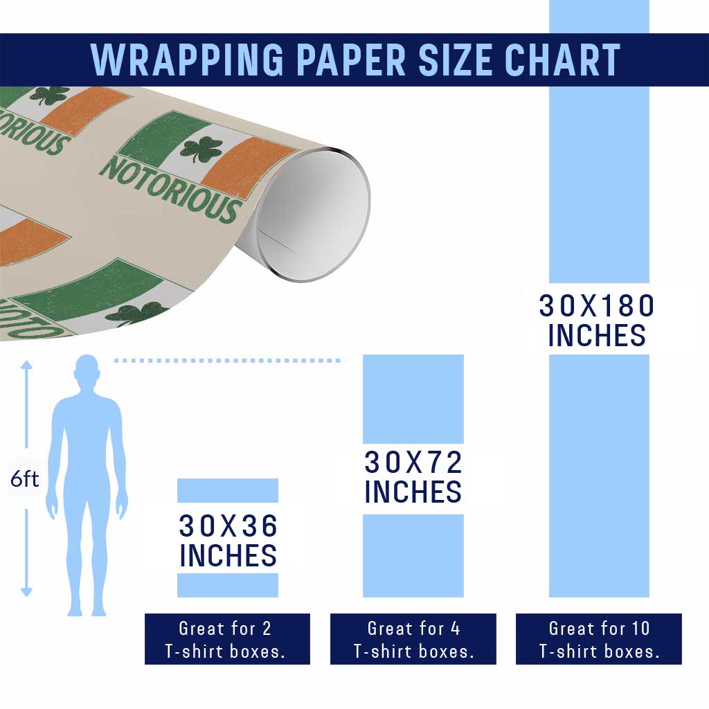 Irish Pride Boxing Fighting Notorious Wrapping Paper Roll Vintage Ireland Flag Irish Retro Throwback