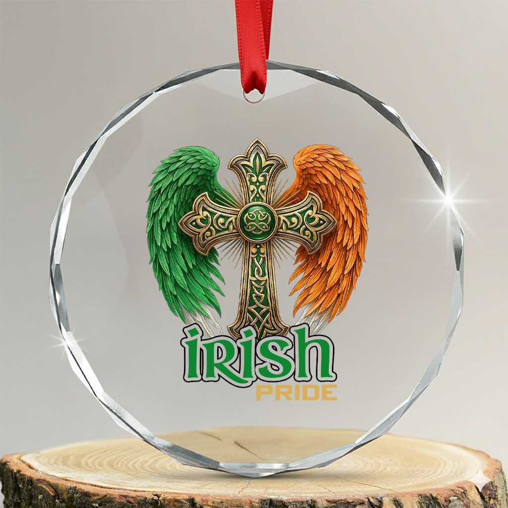 Irish Pride Celtic Cross Crystal Glass Ornament Christian Gift