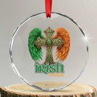 Irish Pride Celtic Cross Crystal Glass Ornament Christian Gift