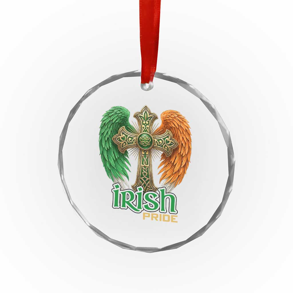 Irish Pride Celtic Cross Crystal Glass Ornament Christian Gift