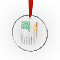Irish Pride Crystal Glass Ornament American Flag Celtic Cross Shamrock St Patrick's Day - Wonder Print Shop