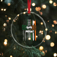 Irish Pride Crystal Glass Ornament American Flag Celtic Cross St Patricks Day TS02