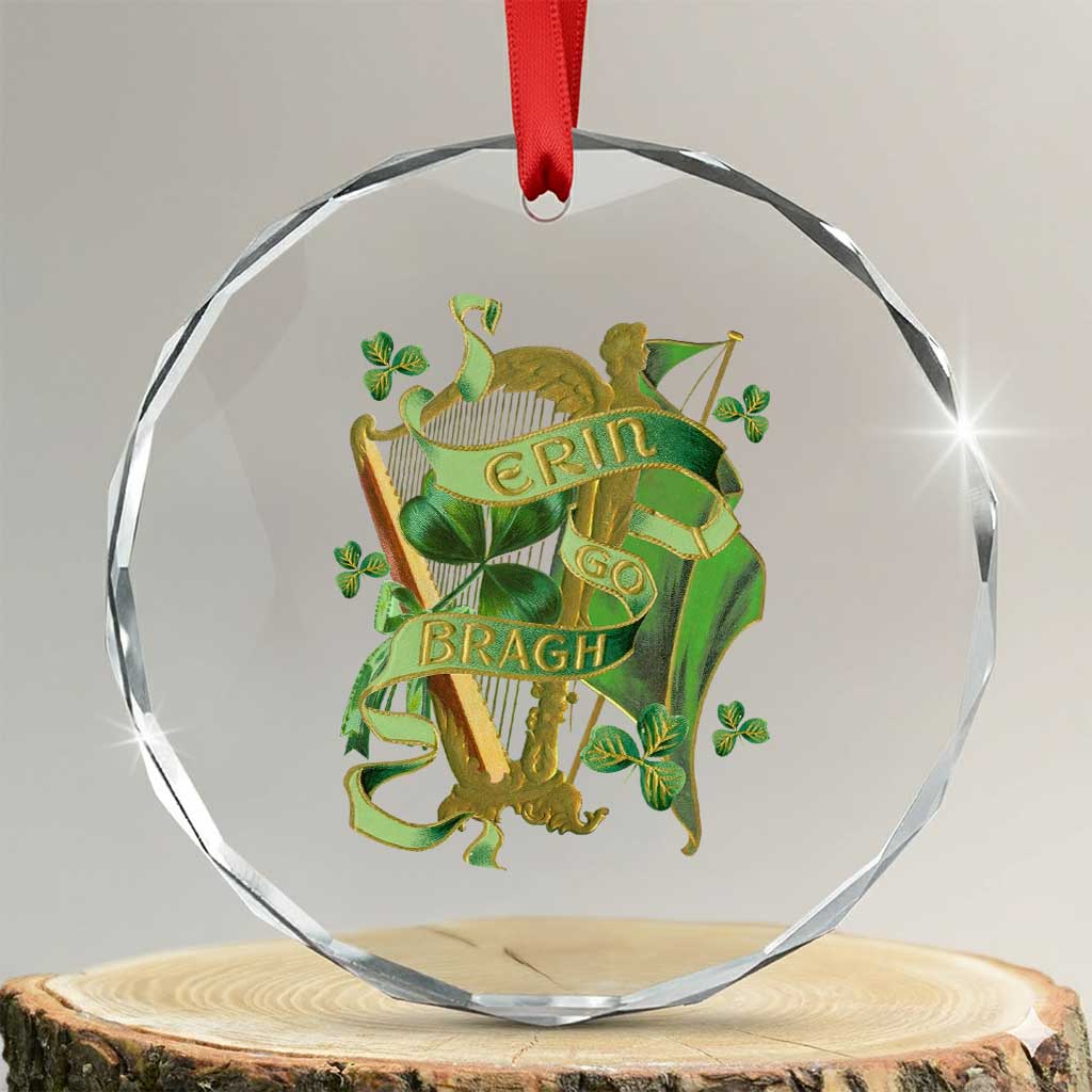 Irish Pride Crystal Glass Ornament Erin Go Bragh Harp Shamrock St Patrick's Day - Wonder Print Shop