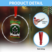 Irish Pride Crystal Glass Ornament I Am Irish I Don't Start Fights But You Can Bet Your Lucky Charms - Wonder Print Shop