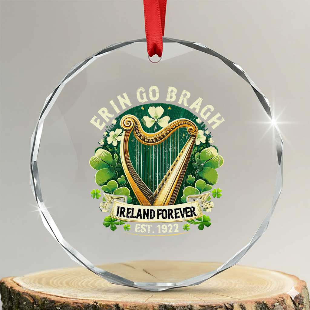 Irish Pride Crystal Glass Ornament Ireland Forever Erin Go Bragh Est 1922 Harp Shamrock - undefined