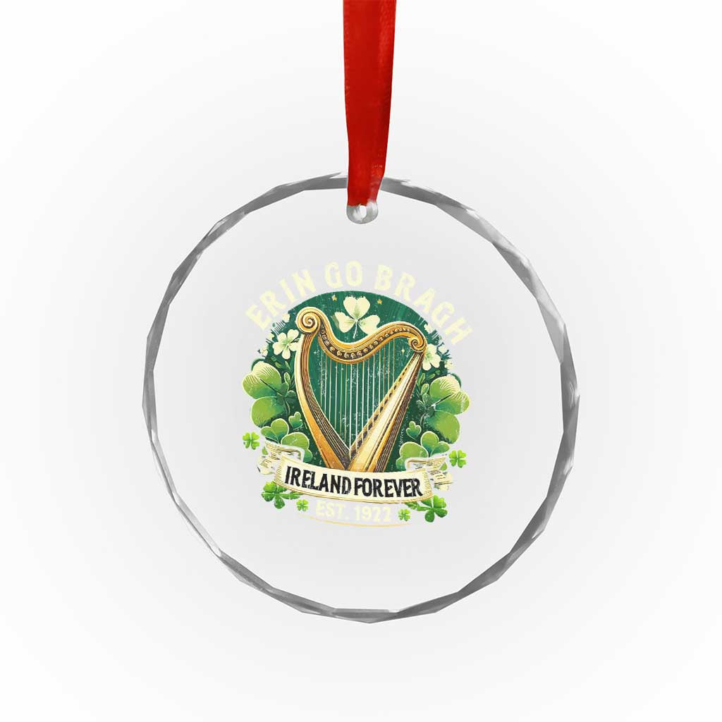 Irish Pride Crystal Glass Ornament Ireland Forever Erin Go Bragh Est 1922 Harp Shamrock - undefined