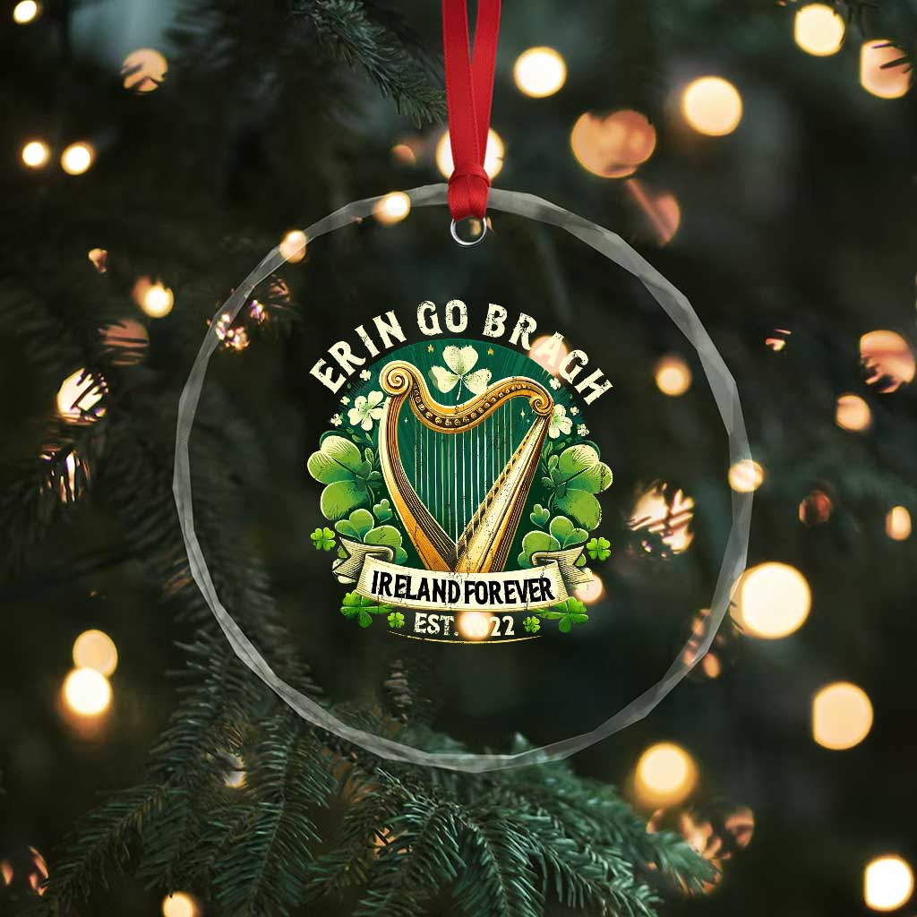 Irish Pride Crystal Glass Ornament Ireland Forever Erin Go Bragh Est 1922 Harp Shamrock - undefined