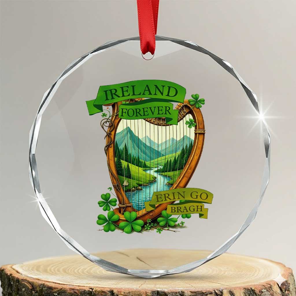 Irish Pride Crystal Glass Ornament Ireland Forever Erin Go Bragh Harp Shamrock - Wonder Print Shop