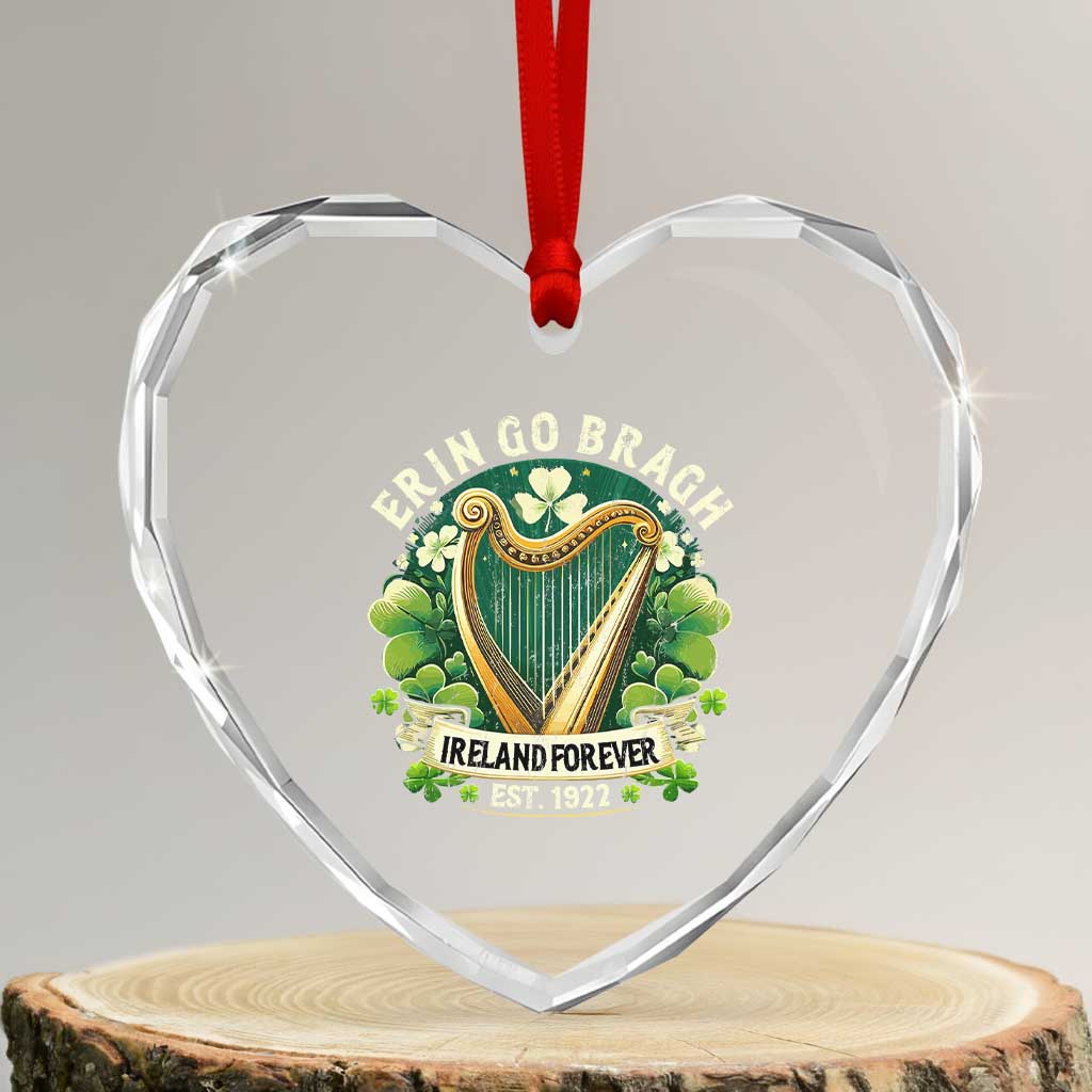 Irish Pride Heart Crystal Glass Ornament Ireland Forever Erin Go Bragh Est 1922 Harp Shamrock - Wonder Print Shop
