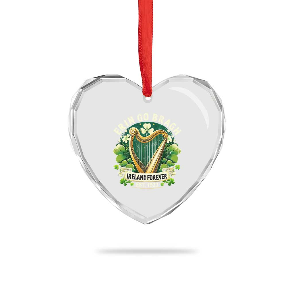 Irish Pride Heart Crystal Glass Ornament Ireland Forever Erin Go Bragh Est 1922 Harp Shamrock - Wonder Print Shop