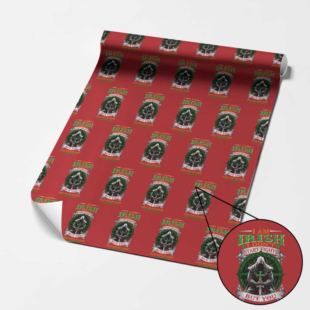 Irish Pride Wrapping Paper Roll I Am Irish I Don't Start Fights But You Can Bet Your Lucky Charms - Wonder Print Shop