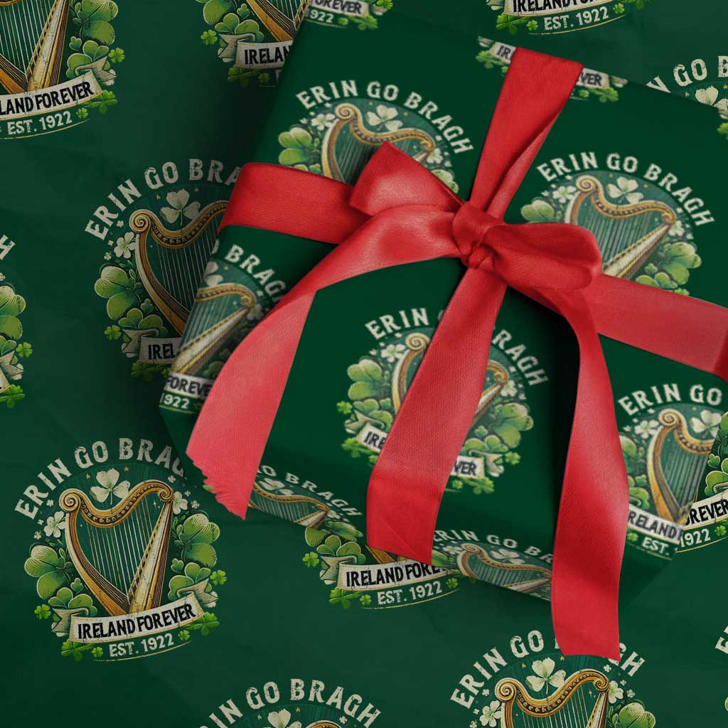 Irish Pride Wrapping Paper Roll Ireland Forever Erin Go Bragh Est 1922 Harp Shamrock - Wonder Print Shop