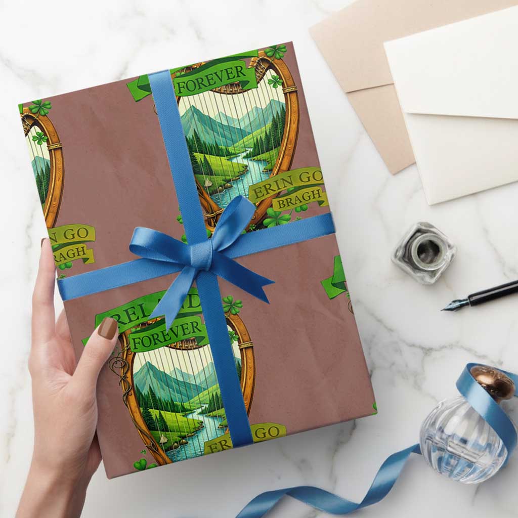 Irish Pride Wrapping Paper Roll Ireland Forever Erin Go Bragh Harp Shamrock - Wonder Print Shop