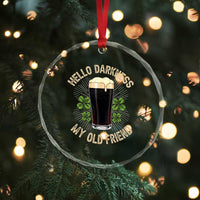 Irish Shamrock Beer Day Crystal Glass Ornament Hello Darkness My Old Friend