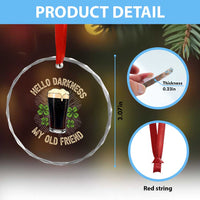 Irish Shamrock Beer Day Crystal Glass Ornament Hello Darkness My Old Friend