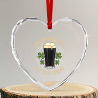 Irish Shamrock Beer Day Heart Crystal Glass Ornament Hello Darkness My Old Friend