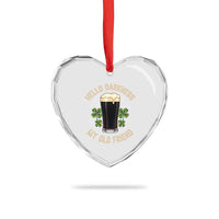 Irish Shamrock Beer Day Heart Crystal Glass Ornament Hello Darkness My Old Friend