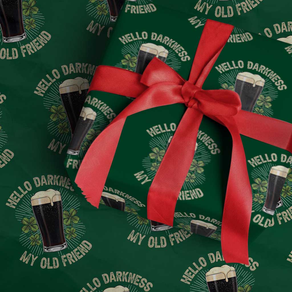 Irish Shamrock Beer Day Wrapping Paper Roll Hello Darkness My Old Friend