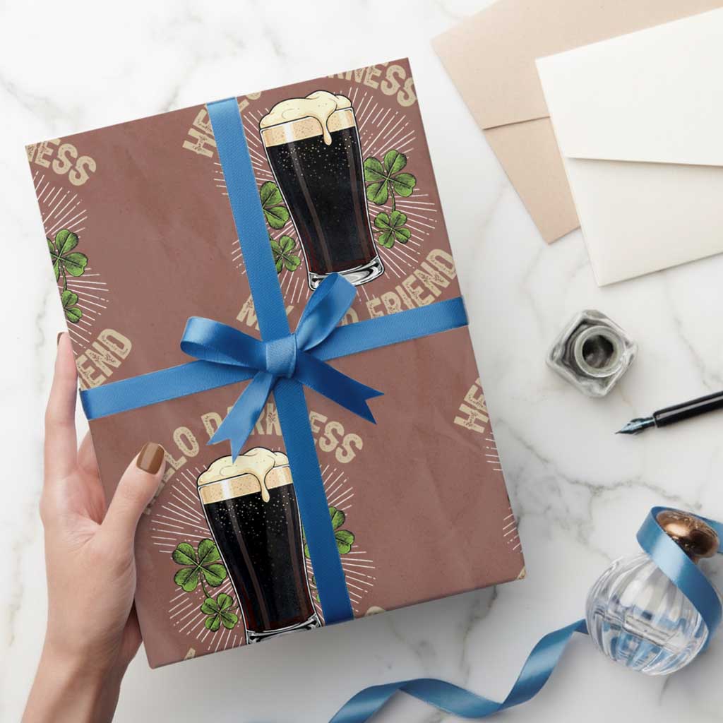 Irish Shamrock Beer Day Wrapping Paper Roll Hello Darkness My Old Friend