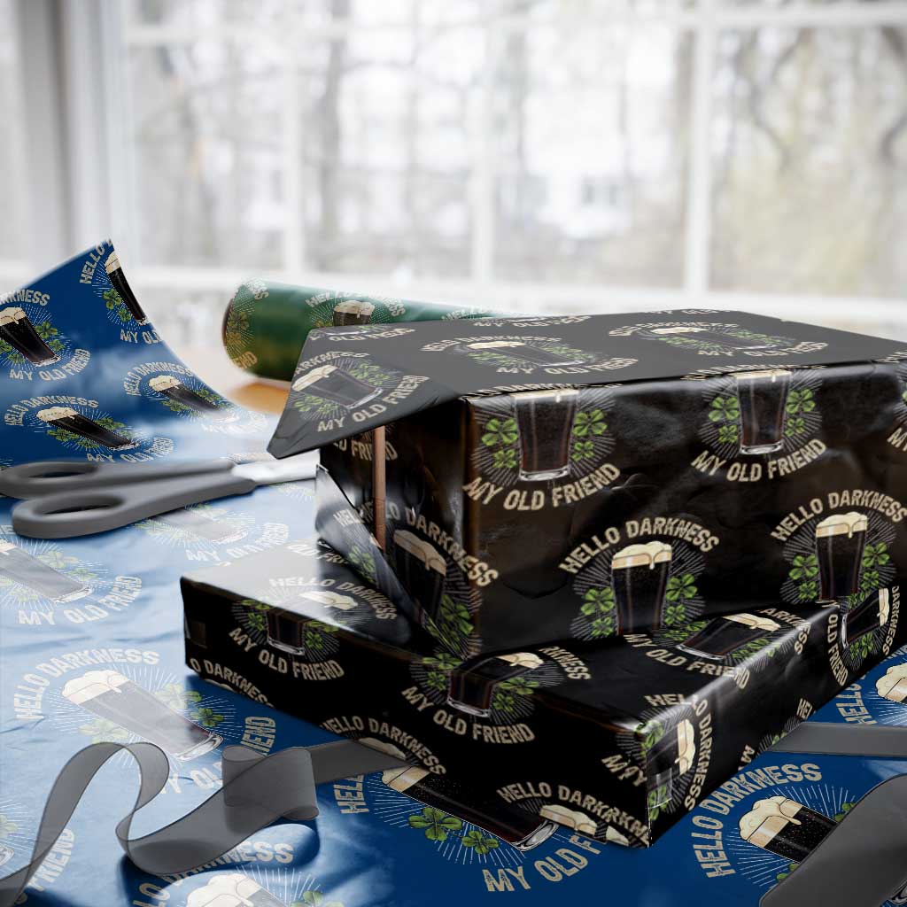 Irish Shamrock Beer Day Wrapping Paper Roll Hello Darkness My Old Friend