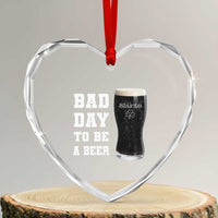 Irish Shamrock Beer Heart Crystal Glass Ornament Bad Day To Be A Beer