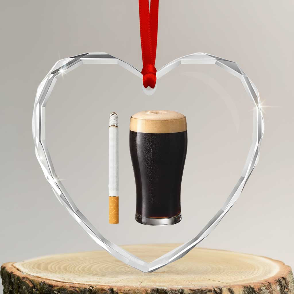 Irish Shamrock Beer Smoking Pub Drinking Humor Heart Crystal Glass Ornament