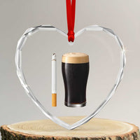 Irish Shamrock Beer Smoking Pub Drinking Humor Heart Crystal Glass Ornament