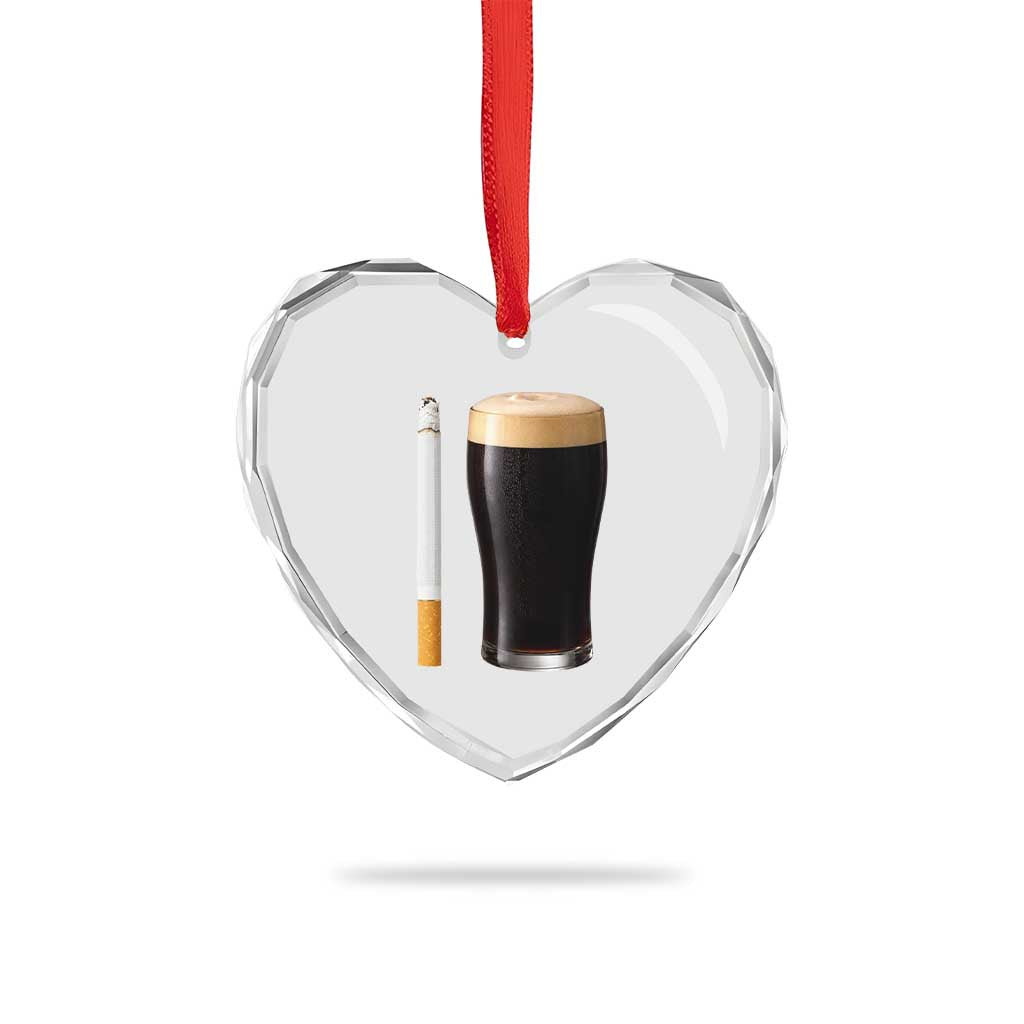Irish Shamrock Beer Smoking Pub Drinking Humor Heart Crystal Glass Ornament