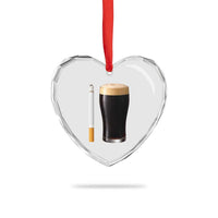 Irish Shamrock Beer Smoking Pub Drinking Humor Heart Crystal Glass Ornament