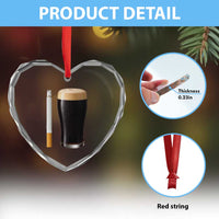 Irish Shamrock Beer Smoking Pub Drinking Humor Heart Crystal Glass Ornament