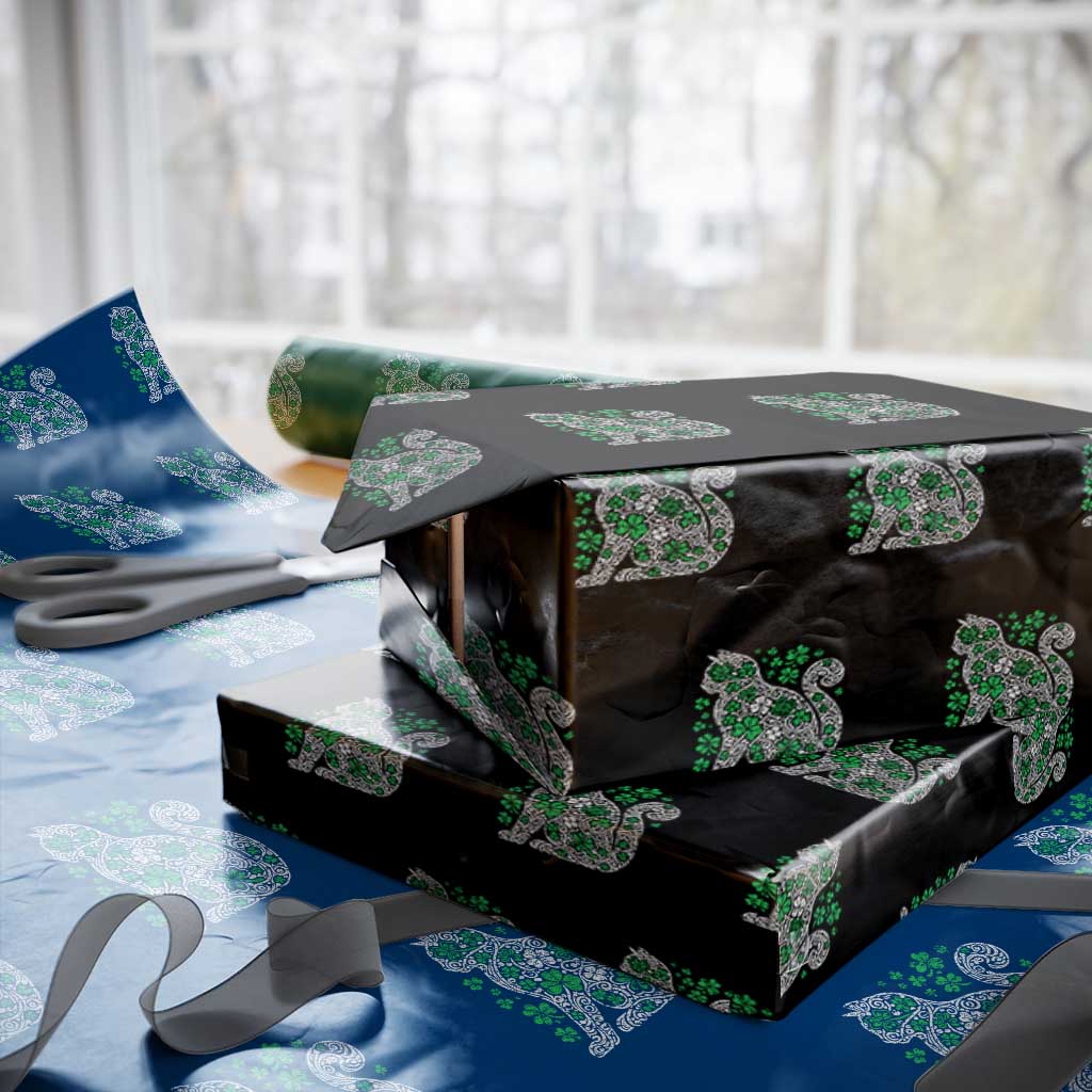 Irish Shamrock Cat Graphic Wrapping Paper Roll Saint Patrick Day for Cat Lovers - Wonder Print Shop