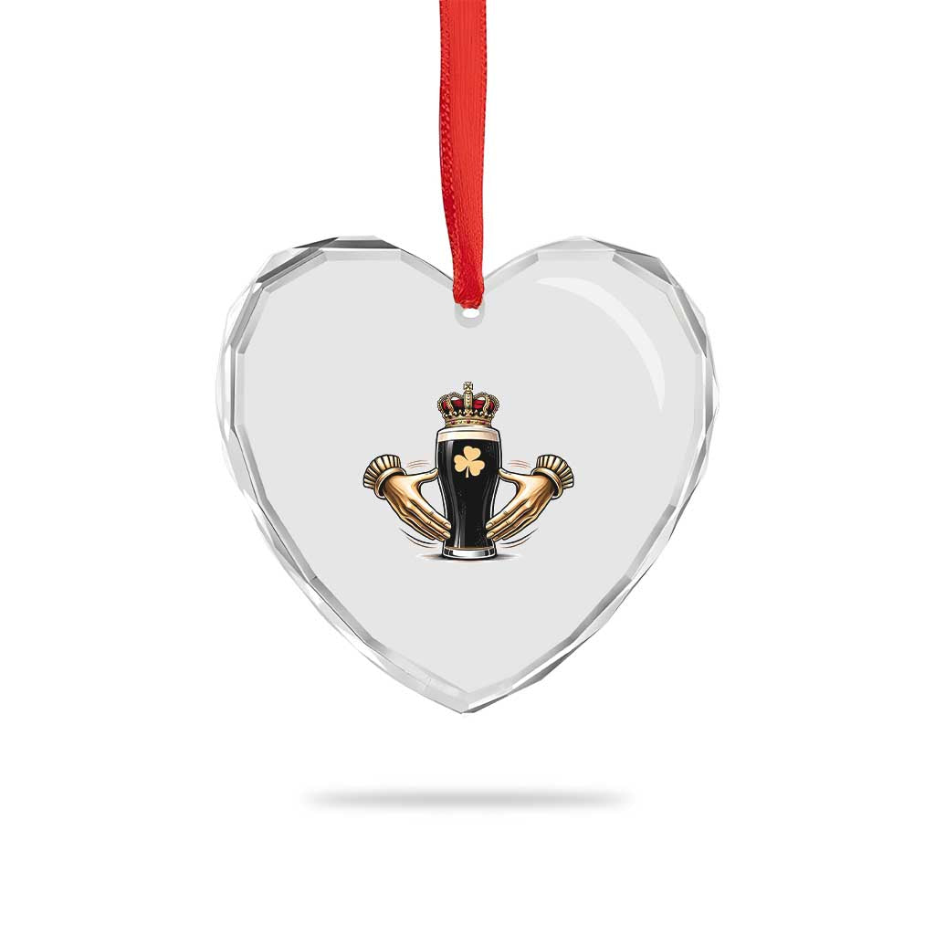 Irish Stout Claddagh Ring Beer Galway Ireland Souvenir Heart Crystal Glass Ornament