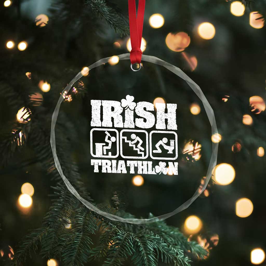 Irish Triathlon Funny Drinking Challenge Crystal Glass Ornament St Patricks Day Beer Party Humor