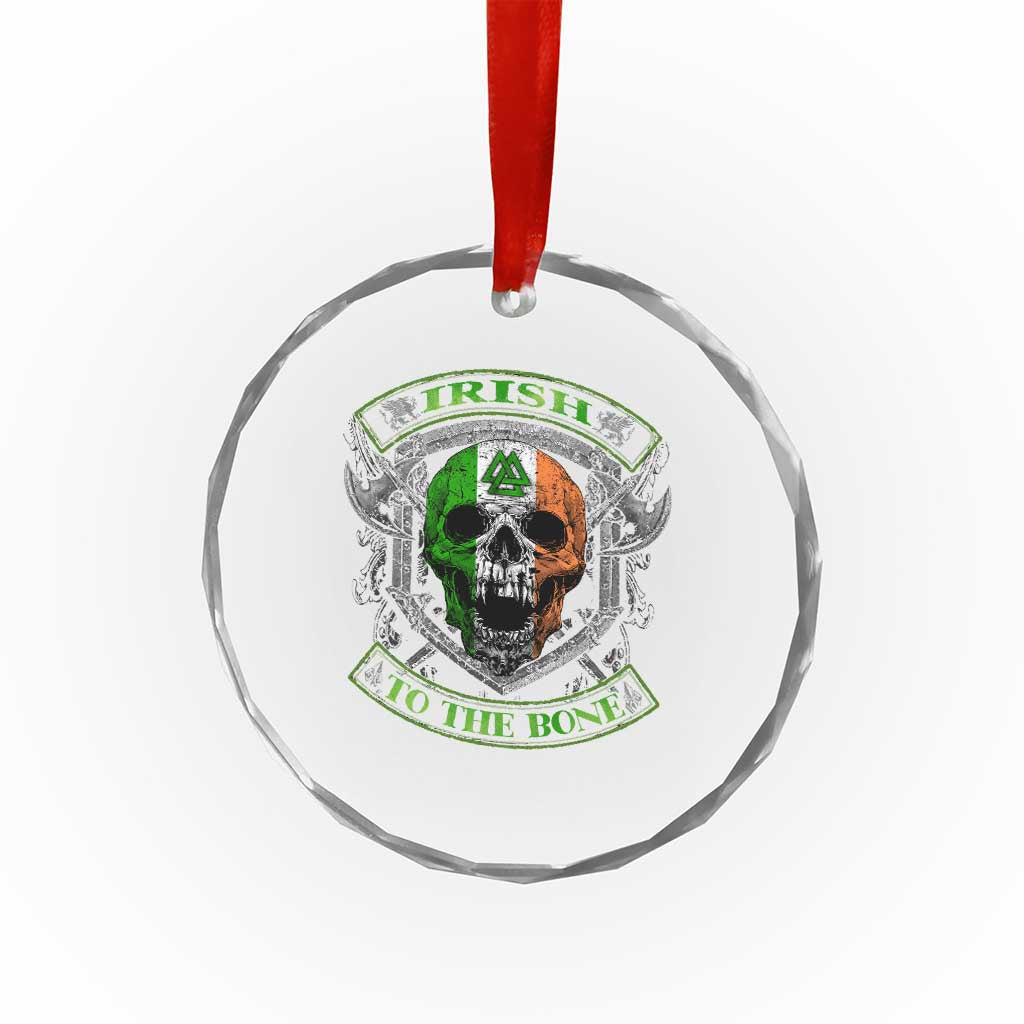 Irish Viking Crystal Glass Ornament Irish To The Bone Vintage Ireland Flag Skull - Wonder Print Shop