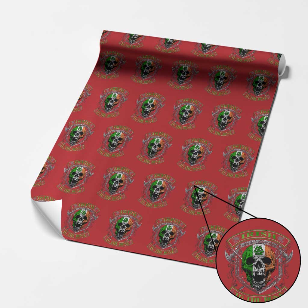 Irish Viking Wrapping Paper Roll Irish To The Bone Vintage Ireland Flag Skull - Wonder Print Shop