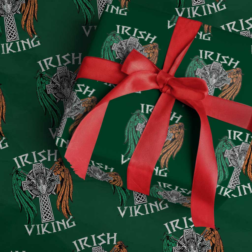 Irish Viking Wrapping Paper Roll Vintage Shamrock Celtic Viking Skull - Wonder Print Shop