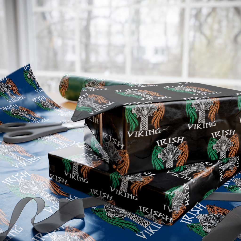 Irish Viking Wrapping Paper Roll Vintage Shamrock Celtic Viking Skull - Wonder Print Shop