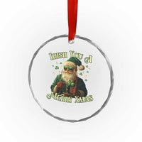 Irish You A Merry Xmas Crystal Glass Ornament Shamrock Santa Ireland Lucky TS09