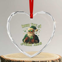 Irish You A Merry Xmas Heart Crystal Glass Ornament Shamrock Santa Ireland Lucky - Wonder Print Shop