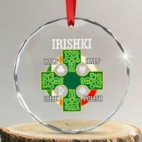 Irishki Half Irish Half Polish Crystal Glass Ornament Celtic Cross St Patricks - Wonder Print Shop