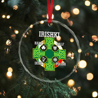 Irishki Half Irish Half Polish Crystal Glass Ornament Celtic Cross St Patricks - Wonder Print Shop