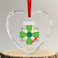 Irishki Half Irish Half Polish Heart Crystal Glass Ornament Celtic Cross St Patricks - Wonder Print Shop