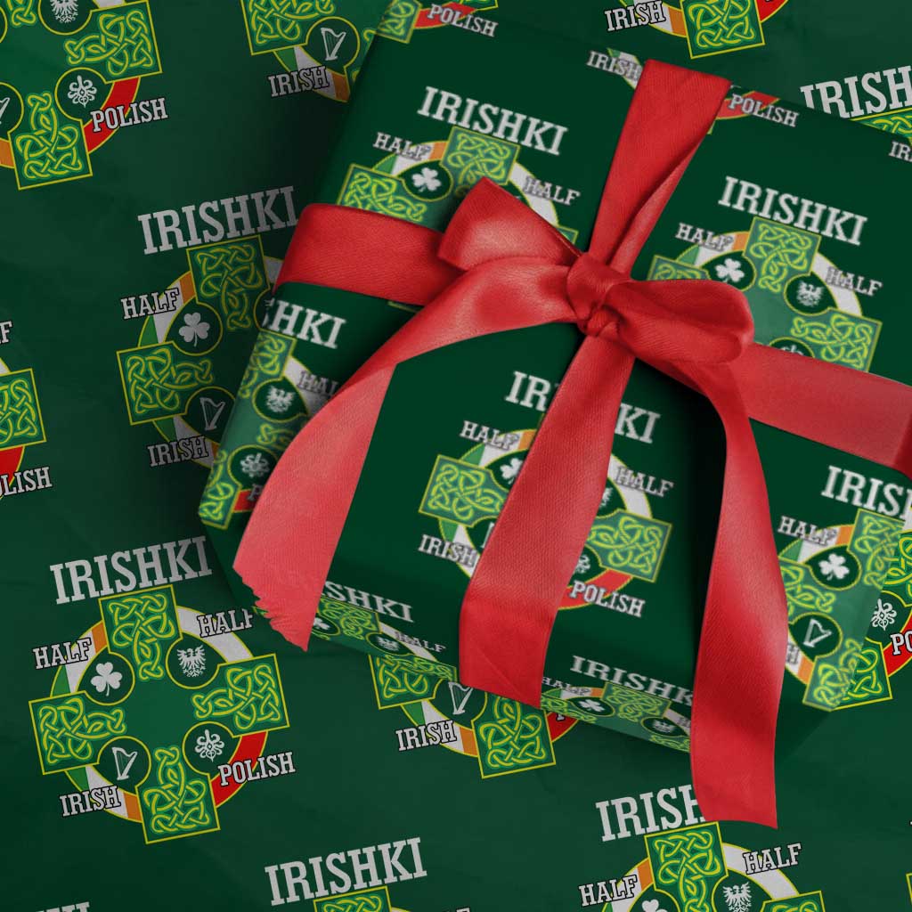 Irishki Half Irish Half Polish Wrapping Paper Roll Celtic Cross St Patricks - Wonder Print Shop