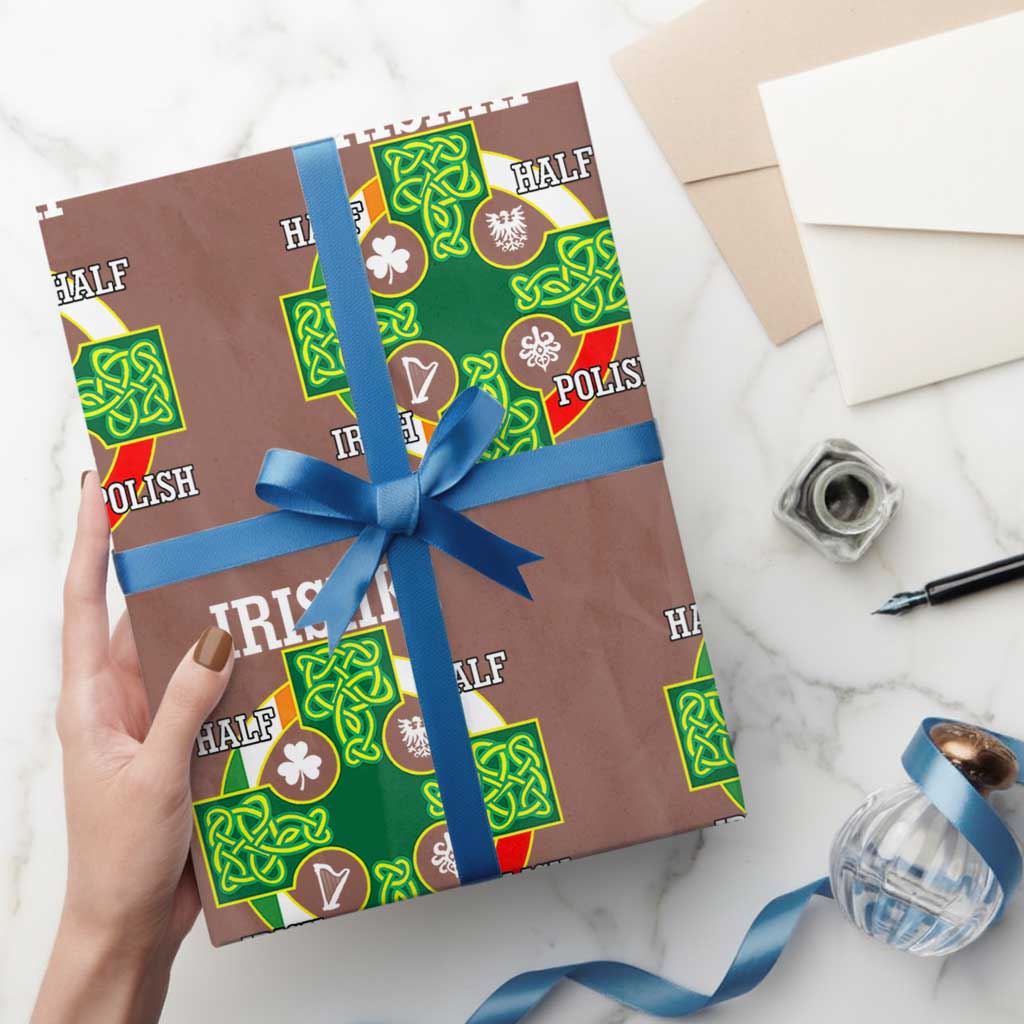 Irishki Half Irish Half Polish Wrapping Paper Roll Celtic Cross St Patricks - Wonder Print Shop