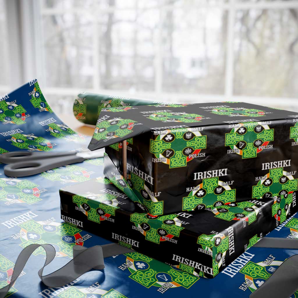 Irishki Half Irish Half Polish Wrapping Paper Roll Celtic Cross St Patricks - Wonder Print Shop