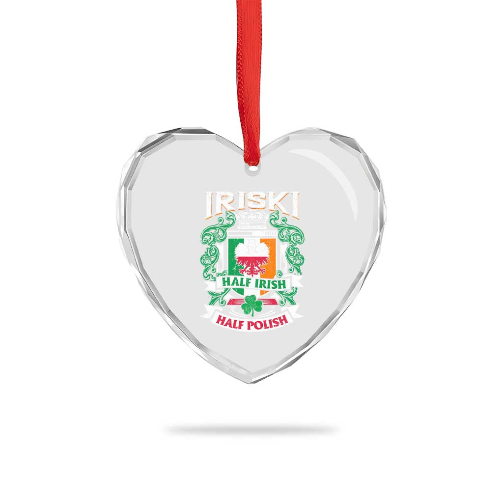 Iriski Half Irish Half Polish Heart Crystal Glass Ornament Polish St Patricks Day Eagle - Wonder Print Shop