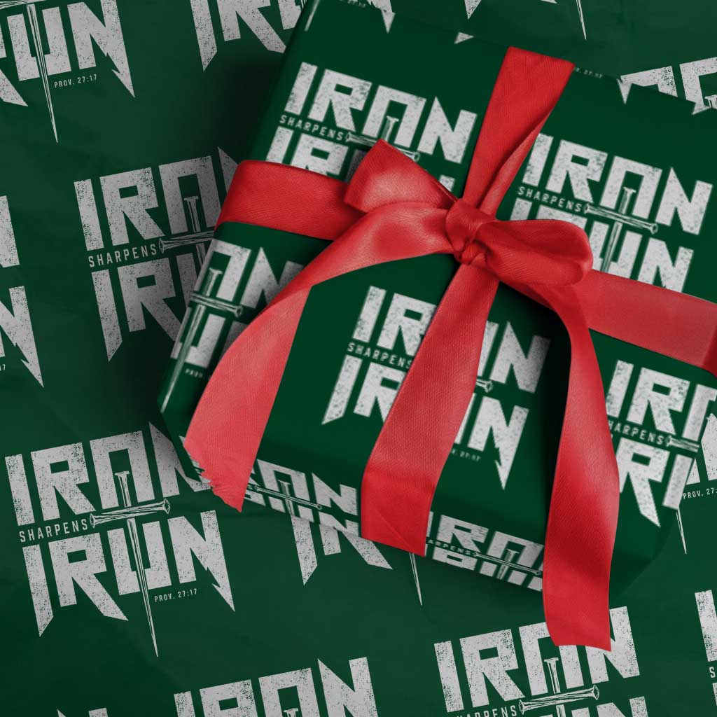 Iron Sharpens Iron Wrapping Paper Roll Christian Bible Scripture Gym Workout