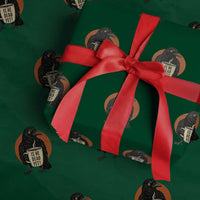 Is He Dead Yet Crow Holding Coffee Cup Wrapping Paper Roll Funny Dark Humor Political Satire