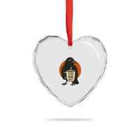 Is He Dead Yet Crow Holding Coffee Cup Heart Crystal Glass Ornament Funny Dark Humor Political Satire