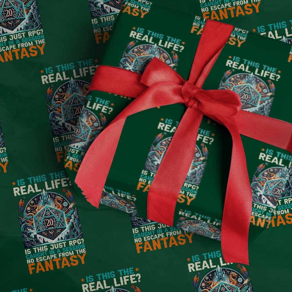 Is This the Real Life RPG Parody Fantasy Dice Wrapping Paper Roll Funny Epic Tabletop Dungeon Roleplay Game Fans - Wonder Print Shop